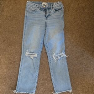 Flying Monkey Light Blue Distressed Ankle Jeans